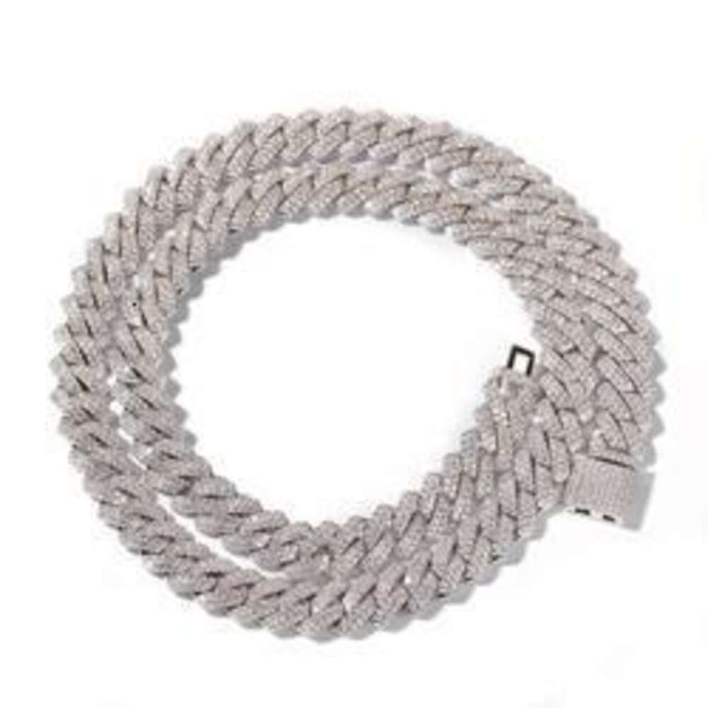 Custom Pass Diamond Tester S925 Sterling Silver Vvs Moissiante Diamond Iced Out 14mm Prong Cuban Link Chain