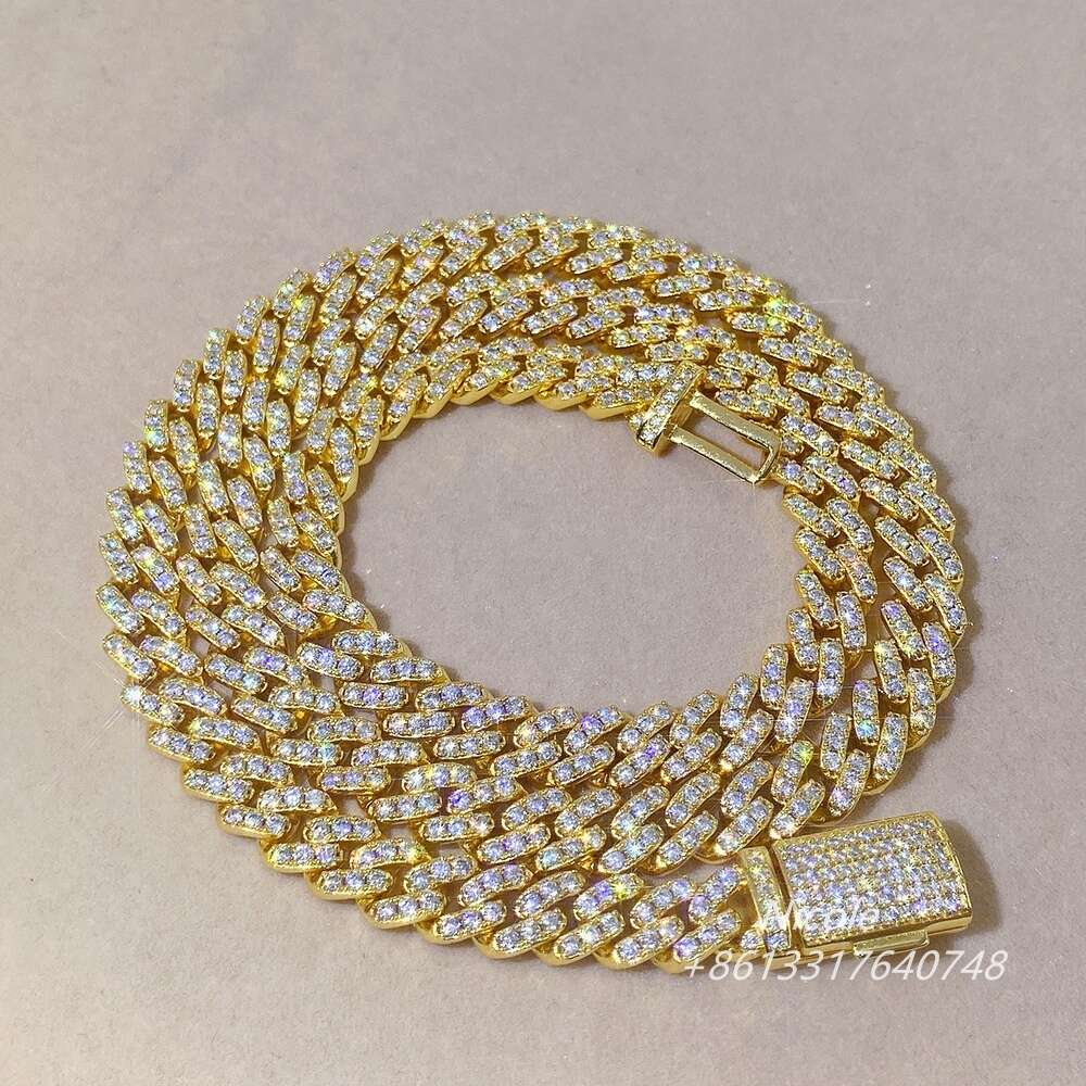 Wholesale Custom Iced Out Bling 8mm 20inches Diamonds Chain Gold Plated Men Women Cuban Necklaces