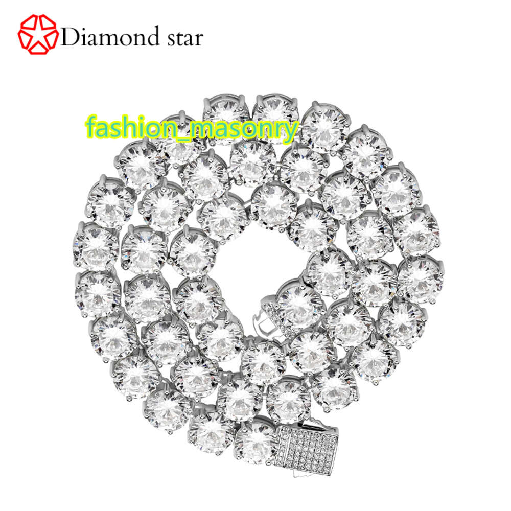 Wholesale Hip Hop 10K 14K VVS VS Lab Grown Dia k 9mm 10mm Sterg Sier Moissanite Tennis Chain Necklaces