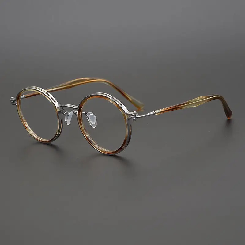Top Quality Japanese Handmade Ultralight Retro Round Glasses Frame Men Eyeglasses Women Optic Prescription Myopia Lens 240111