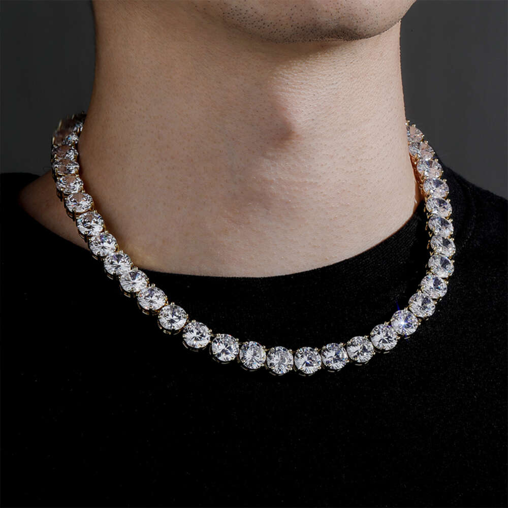 Wholesale Hip Hop 10K 14K VVS VS Lab Grown Dia k 9mm 10mm Sterg Sier Moissanite Tennis Chain Necklaces