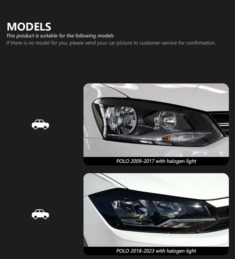 Car Headlight Assembly for VW Polo LED Daytime Running Turn Signal Light 2009-2022 High Beam Head Lamp