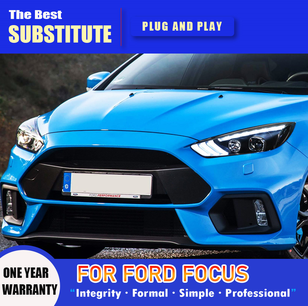 Car Styling DRL Daytime Running Light Streamer Turn Signal Indicator For Ford Focus LED Headlight 15-18 High Beam Angel Eye Projector Lens