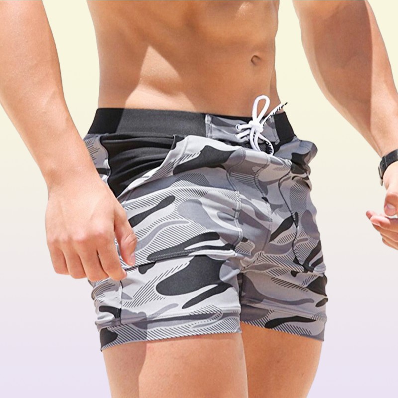 Fashion Beach Shorts For Men Swimshorts Men Board Short For Swimwear Camo Gray Print New Male Shorts Plus Size1