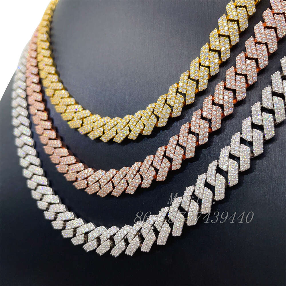 New Arrival Pass Diamond Tester 10mm Width S925 Hip Hop Necklace Vvs Moissanite Cuban Link Iced Out