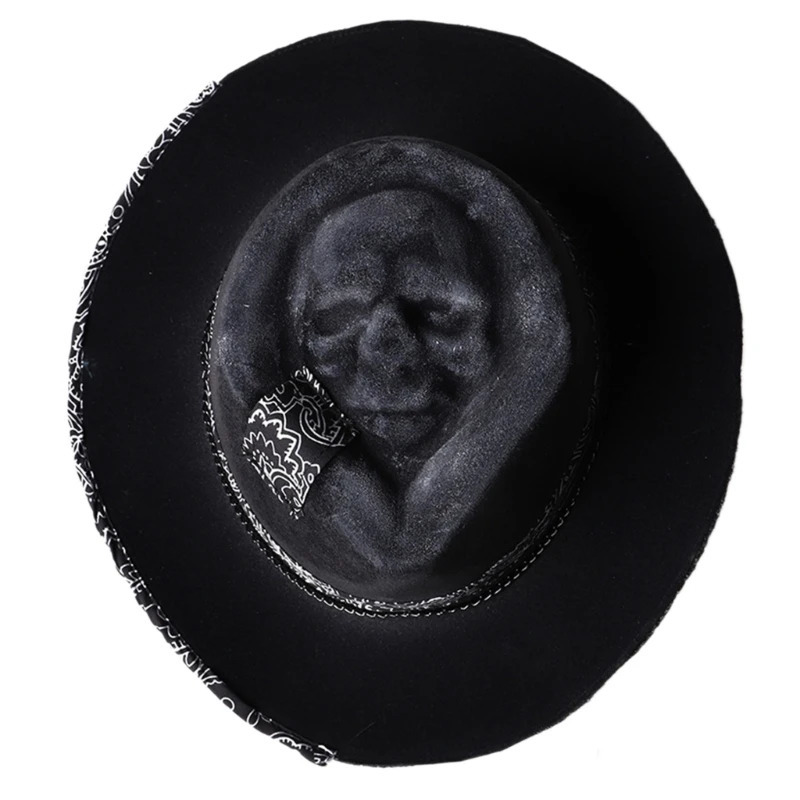 Trendy Halloween Skull Cowboy Hat Stylish and Distinctive Unisex Headpiece Fashionable and Punk Headwear Drop 240111
