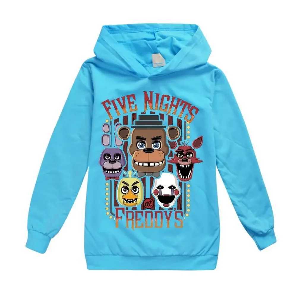 Pullover FNAF Kids Hoodie 2023 Five Night at Freddys Fashion New Print Baby Girls Boys Costume Casual Cotton Long sleeved ClothesL2401