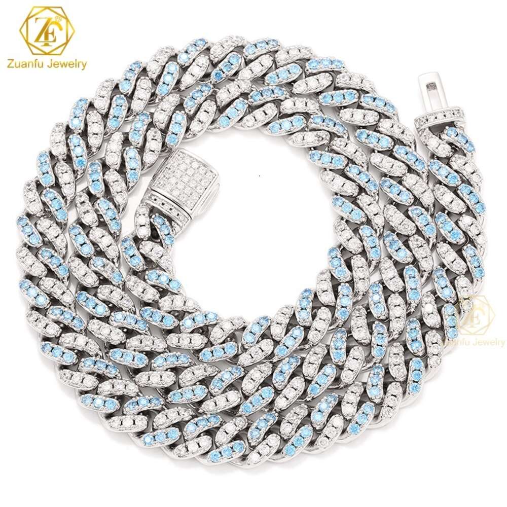 8mm 10mm 12mm Hip Hop Men Necklace 925sterling Silver Vvs Moissanite Cuban Link Chain Iced Out Cuban Miami Link Moissanite Chain