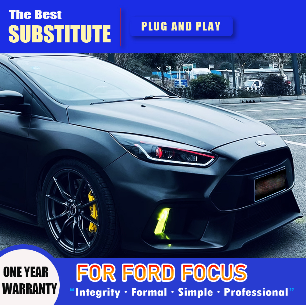 For Ford Focus LED Headlight Assembly 15-18 Car Accessories Head Lamp DRL Daytime Running Light Streamer Turn Signal Indicator