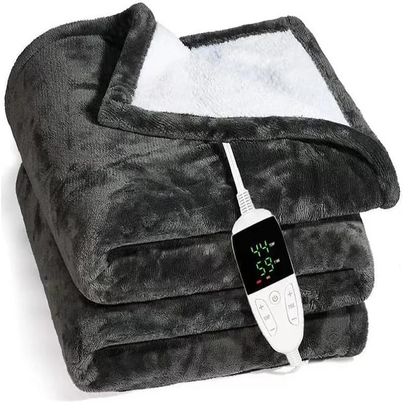 Electric Blanket with Automatic Shut-Off Bed Heat Blanket Home Office Quick Flannel Washable 240111