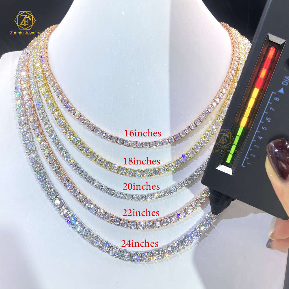Necklace Tennis Chain moissanite chain Hip Hop Iced Out Jewelry Fashion Diamond Tennis Necklace S925 Vvs Tennis
