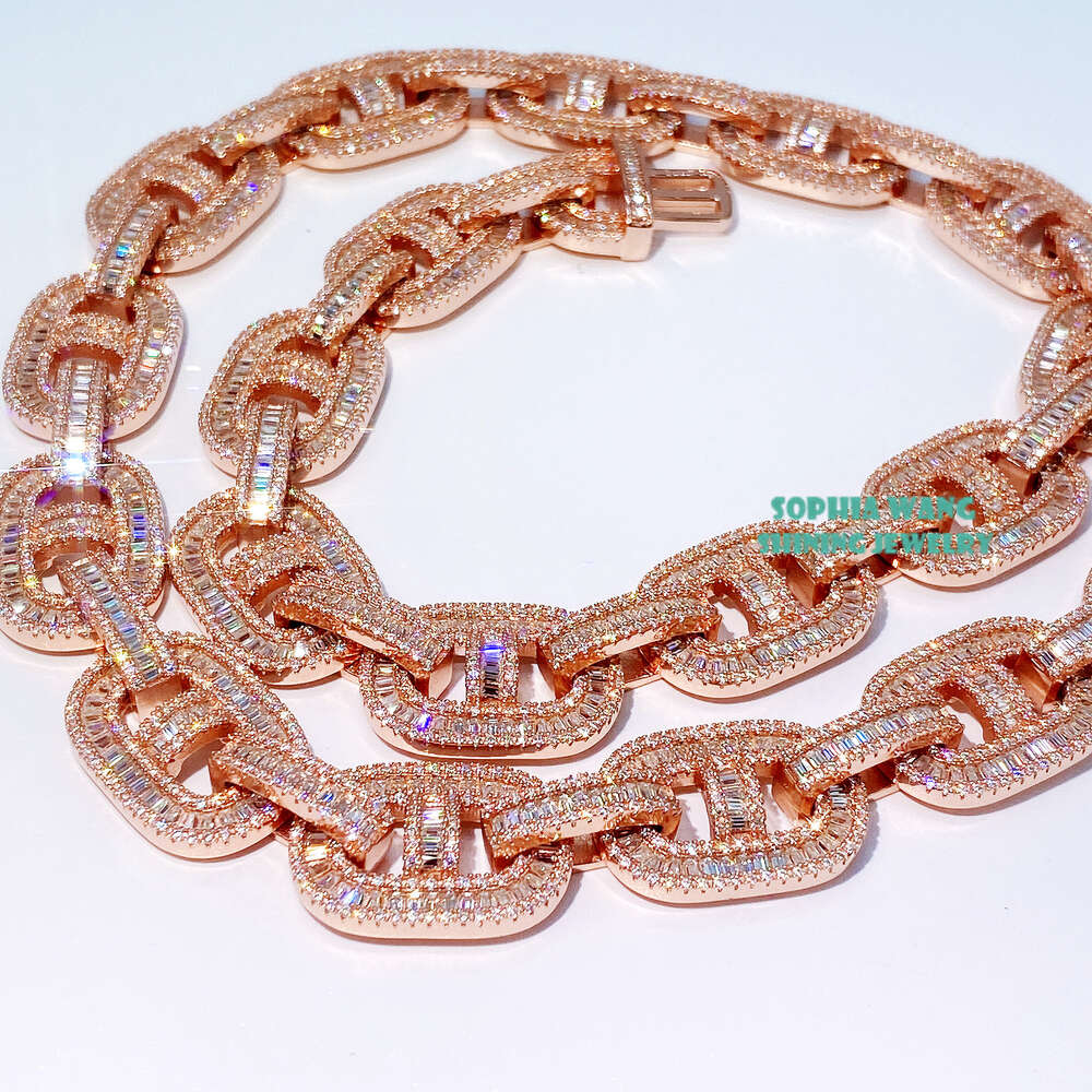 Wholesale 15mm Mens Cuban Link Necklace Hip Hop 14k 18k Gold Plated Cuban Link Diamond Moissanite Chain for Men