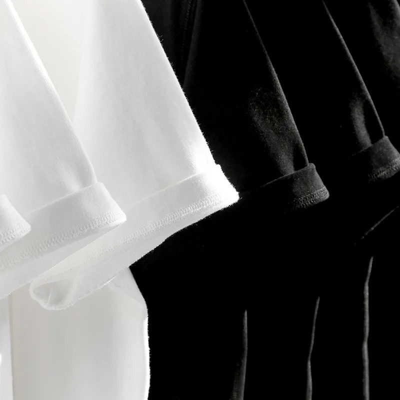 Man T-shirts Short Sleeve Cotton White Black Solid Color Casual Women Unisex Home Clothing Tops Tee Plain Classic Basic T-Shirt 240112