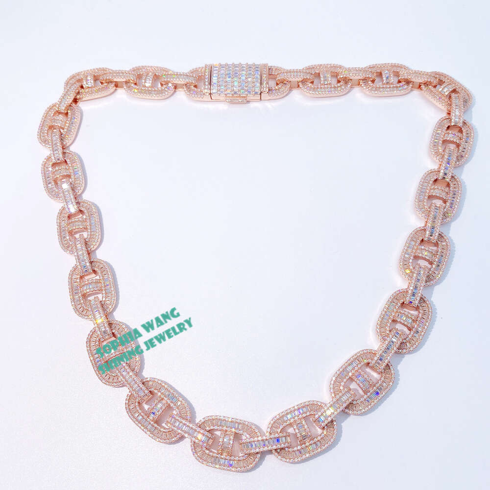 Wholesale 15mm Mens Cuban Link Necklace Hip Hop 14k 18k Gold Plated Cuban Link Diamond Moissanite Chain for Men