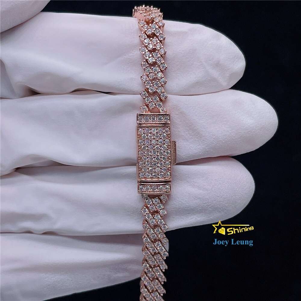 Classic Design Hip Hop Jewelry 5mm One Row Stone Vvs Moissanite Diamond Cuban Bracelet S925 Iced Out Cuban Link Bracelet Women
