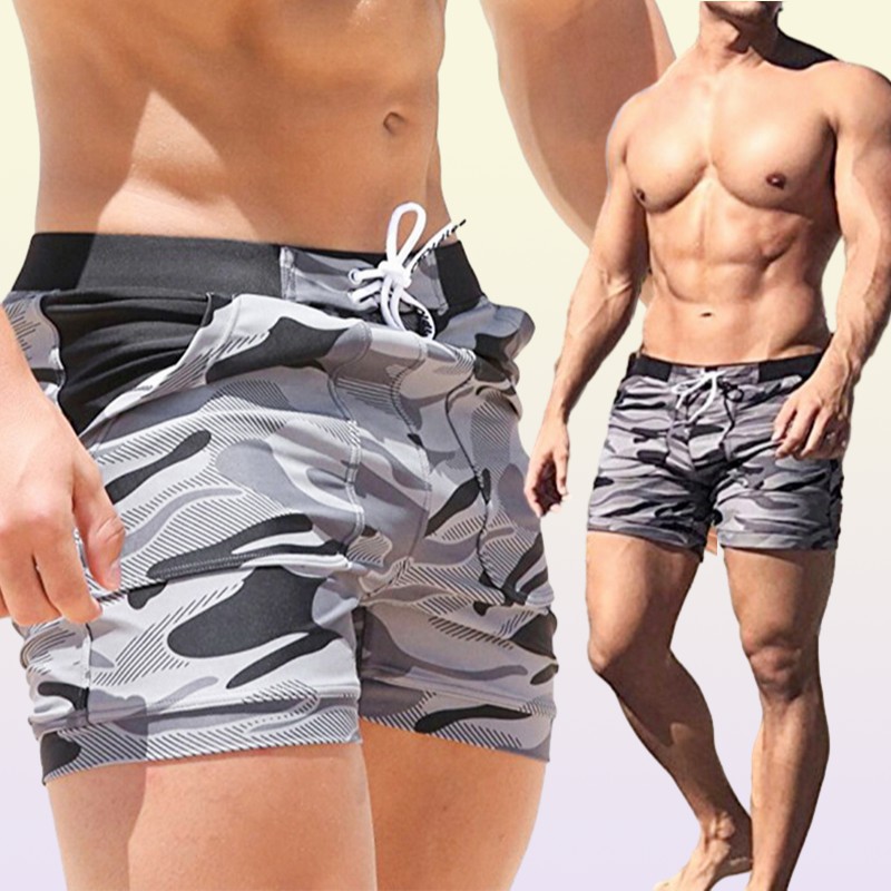 Fashion Beach Shorts For Men Swimshorts Men Board Short For Swimwear Camo Gray Print New Male Shorts Plus Size1