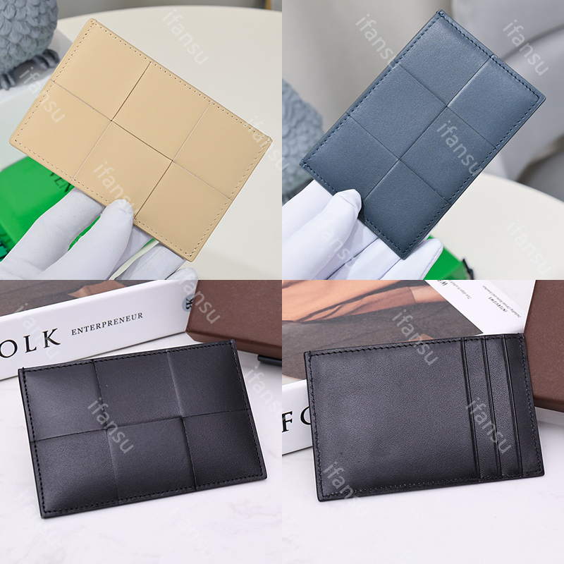 Card Holder Designer Women's Leather Fashion Woven High Quality Credit Card Bag Ultra Thin Portable Men's Classic ID Card Holder Unisex Black