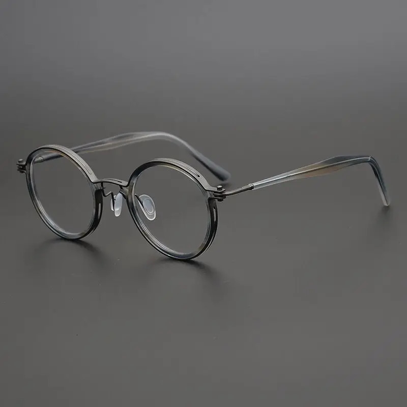 Top Quality Japanese Handmade Ultralight Retro Round Glasses Frame Men Eyeglasses Women Optic Prescription Myopia Lens 240111