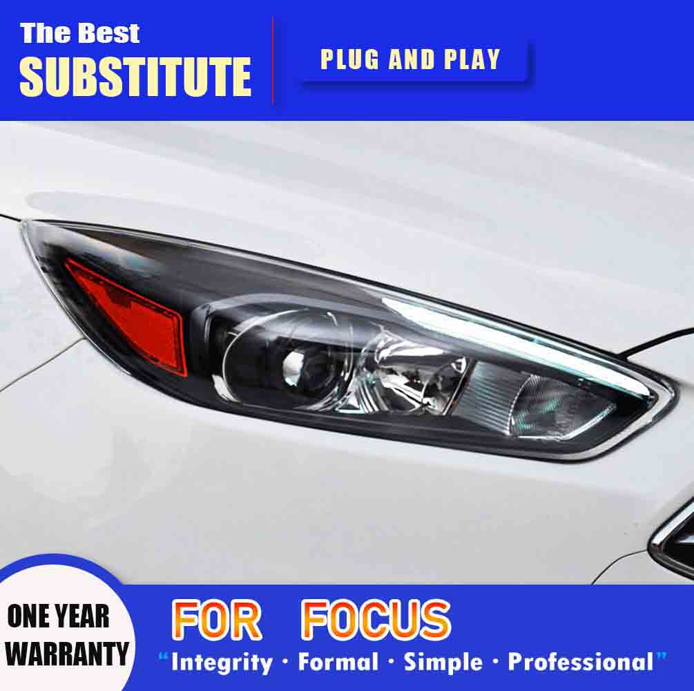 For Ford Focus LED Headlight 15-18 Car Accessories DRL Daytime Running Light Streamer Turn Signal Indicator Head Lamp Auto Parts