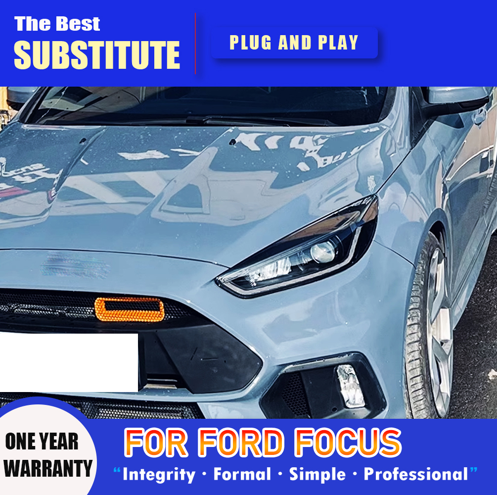 For Ford Focus LED Headlight Assembly 15-18 Car Accessories Head Lamp DRL Daytime Running Light Streamer Turn Signal Indicator