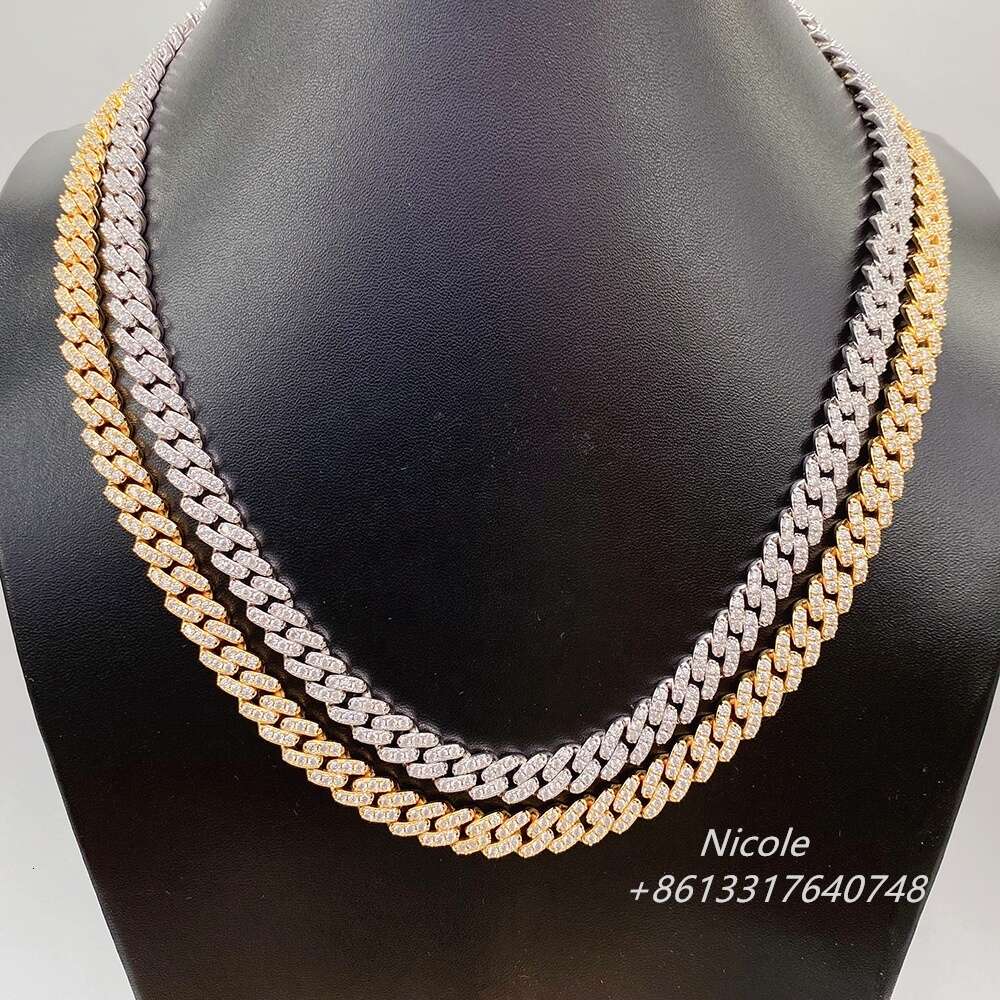 Wholesale Custom Iced Out Bling 8mm 20inches Diamonds Chain Gold Plated Men Women Cuban Necklaces