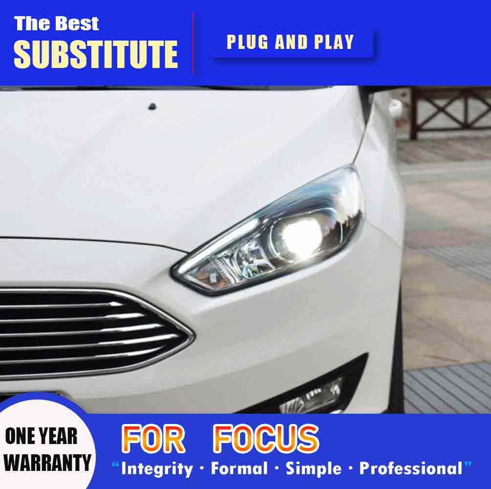 For Ford Focus LED Headlight 15-18 Car Accessories DRL Daytime Running Light Streamer Turn Signal Indicator Head Lamp Auto Parts