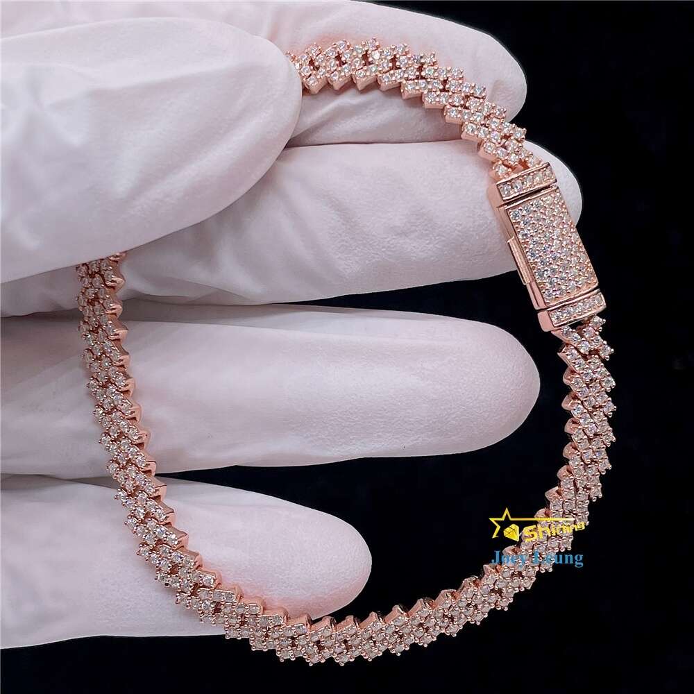 Classic Design Hip Hop Jewelry 5mm One Row Stone Vvs Moissanite Diamond Cuban Bracelet S925 Iced Out Cuban Link Bracelet Women
