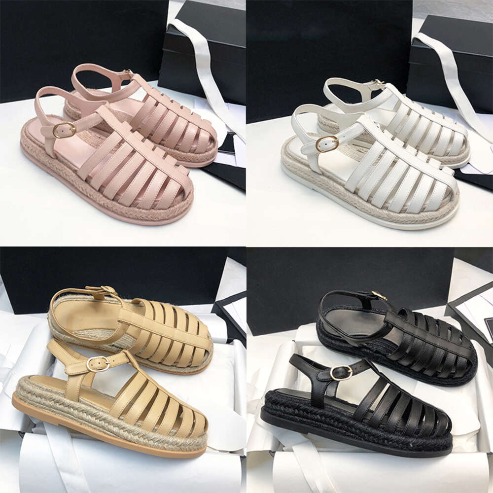 Designers Baotou Roman Sandals Leather Women Espadrilles Platform Sandal Round Toe Casual Style Summer Outdoor Flip Flops With Box15-25
