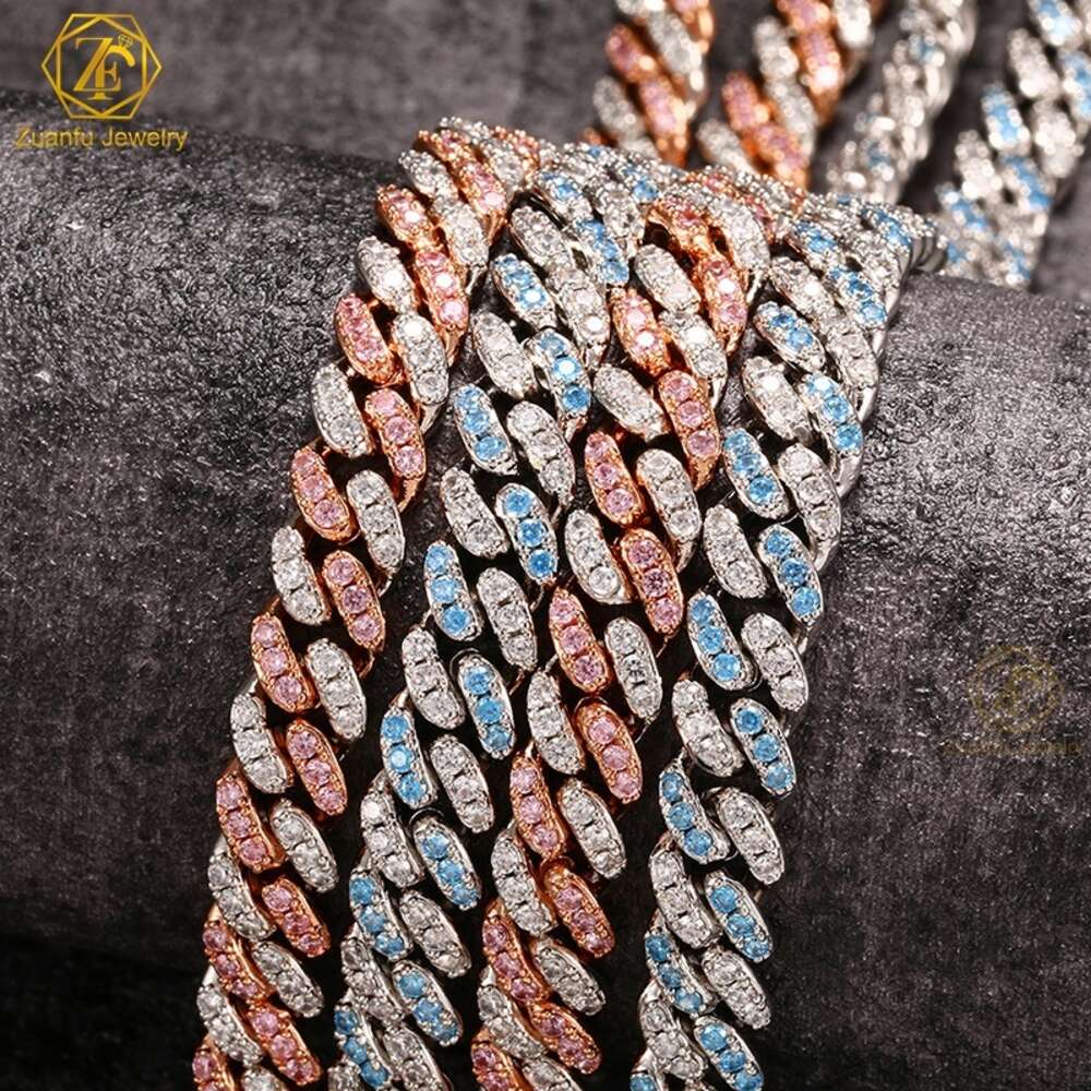 8mm 10mm 12mm Hip Hop Men Necklace 925sterling Silver Vvs Moissanite Cuban Link Chain Iced Out Cuban Miami Link Moissanite Chain