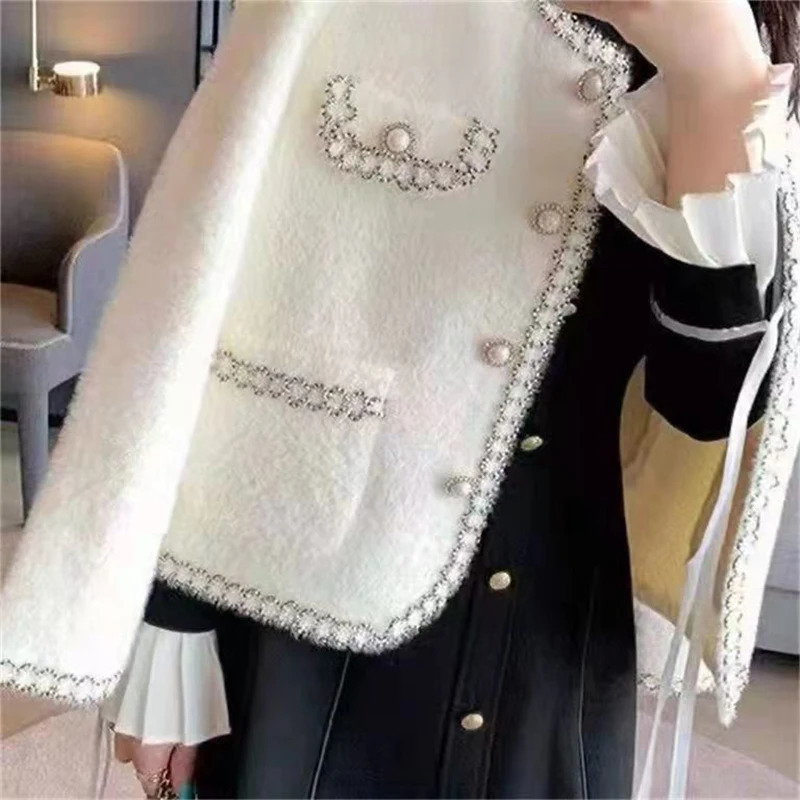 Autumn Winter Womens Elegant Fashion Allmatch Coat Ladies Temperament Buttons Cardigan Top Female Loose Casual Outwear Jacket 240112