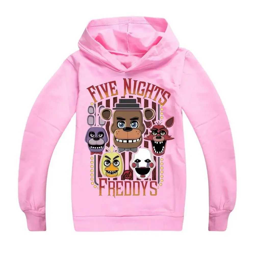 Pullover FNAF Kids Hoodie 2023 Five Night at Freddys Fashion New Print Baby Girls Boys Costume Casual Cotton Long sleeved ClothesL2401