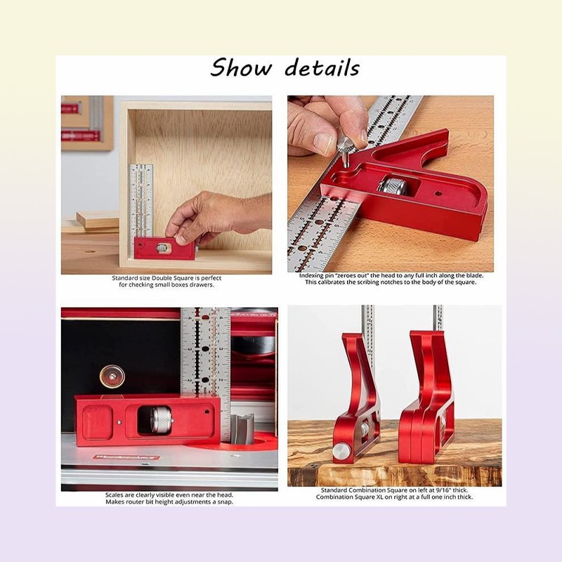 Professional Hand Tool Sets Scalable Ruler For Woodpecker One Time Ttype Hole Stainless Scribing Marking Line Gauge Carpenter Mea