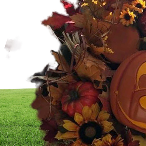 Halloween Decoration Fall Pumpkin Wreath for Front Door with Pumpkins Artificial Maples Autumns Harvest Holiday Decor Y09016730138
