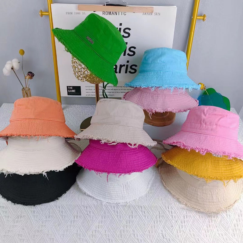 Designer's new spring/summer wash old big brimmed fisherman hat fashion holiday furred edge rope sun block women's sun hat tide high qu