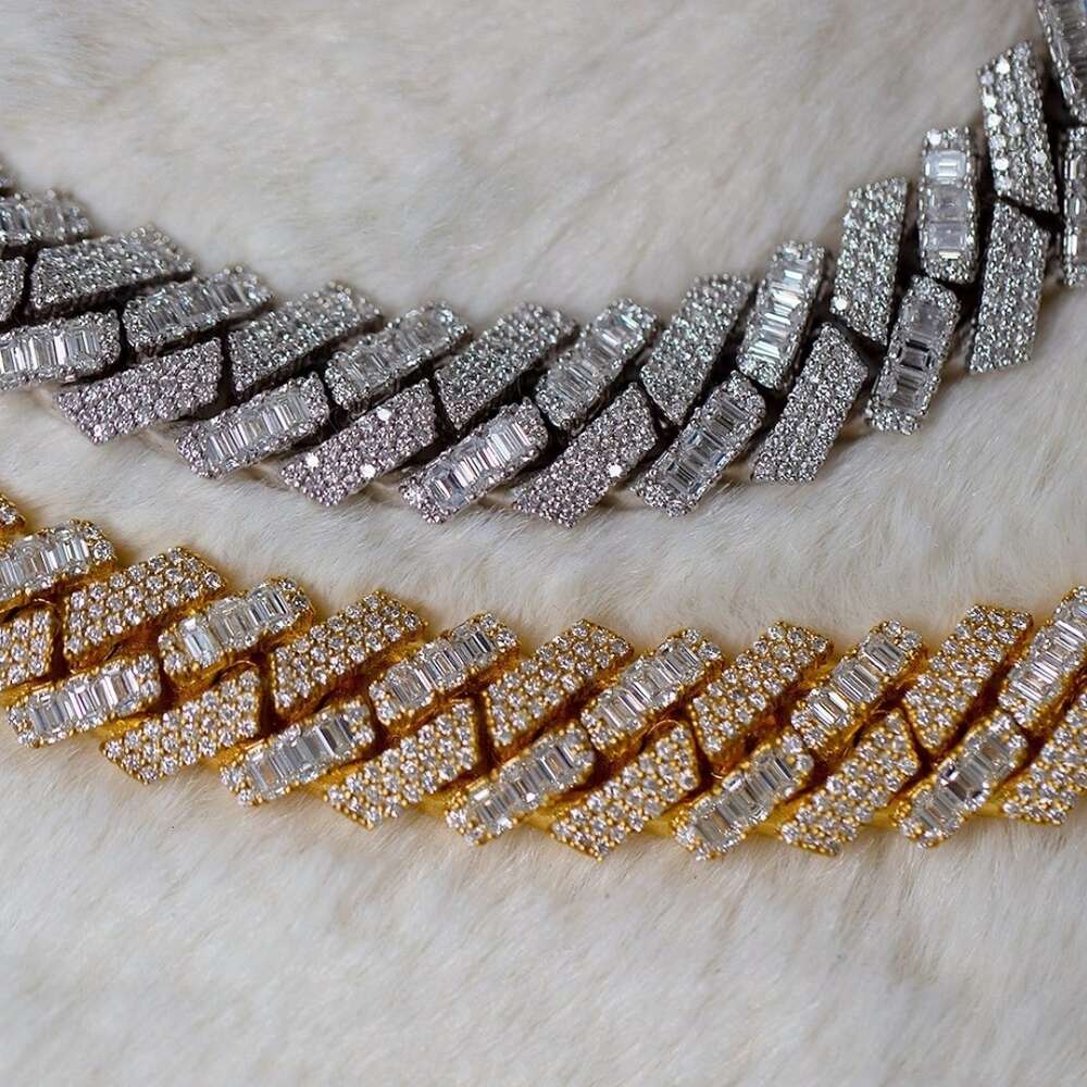 Iced Out Full Vvs Round and Baguette Moissanite Diamond Custom Men Pendant Necklace S925 Sterling Silver Necklace