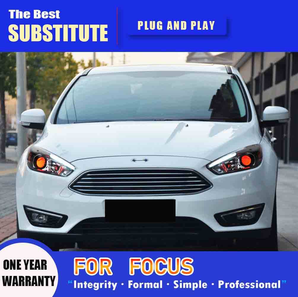 For Ford Focus LED Headlight 15-18 Car Accessories DRL Daytime Running Light Streamer Turn Signal Indicator Head Lamp Auto Parts