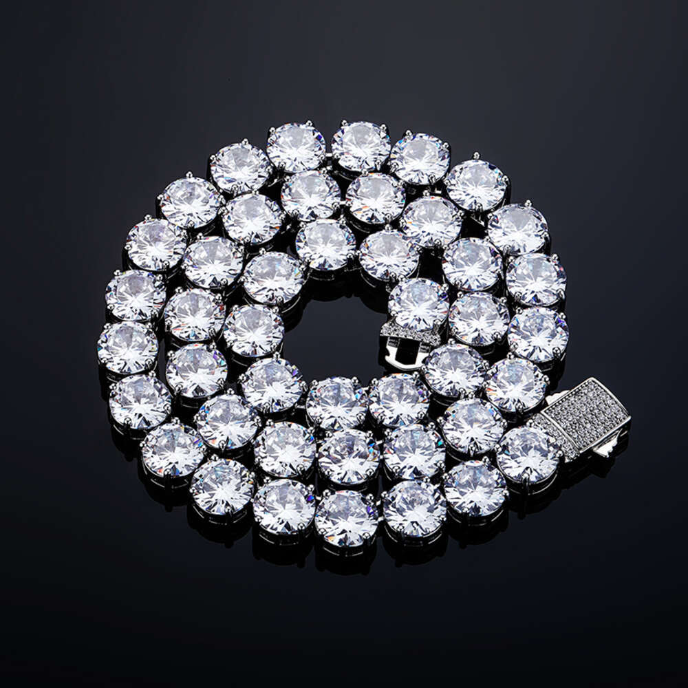 Wholesale Hip Hop 10K 14K VVS VS Lab Grown Dia k 9mm 10mm Sterg Sier Moissanite Tennis Chain Necklaces