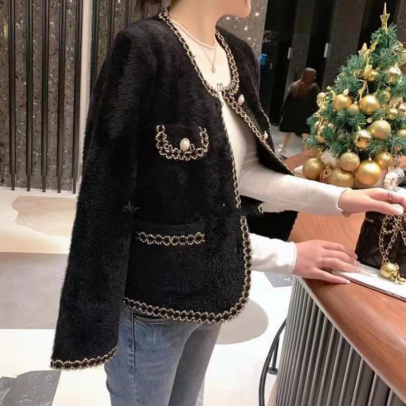 Autumn Winter Womens Elegant Fashion Allmatch Coat Ladies Temperament Buttons Cardigan Top Female Loose Casual Outwear Jacket 240112