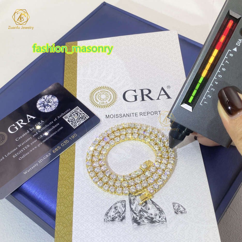 Necklace Tennis Chain moissanite chain Hip Hop Iced Out Jewelry Fashion Diamond Tennis Necklace S925 Vvs Tennis