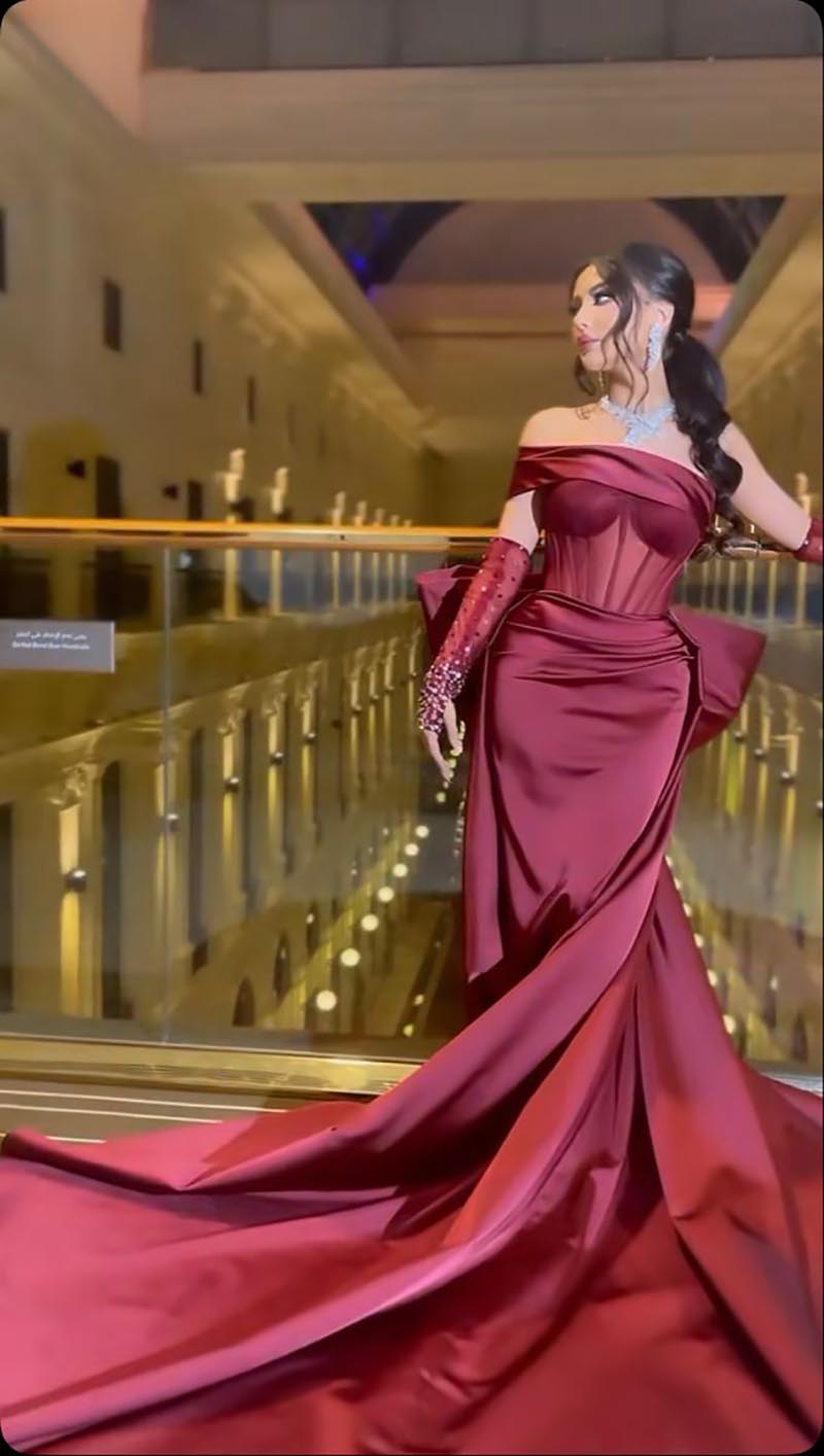 One Shoulder Mermaid Evening Dresses Simple Satin Prom Dress Bow Tie Formal Party Gowns Custom Made Dr0320