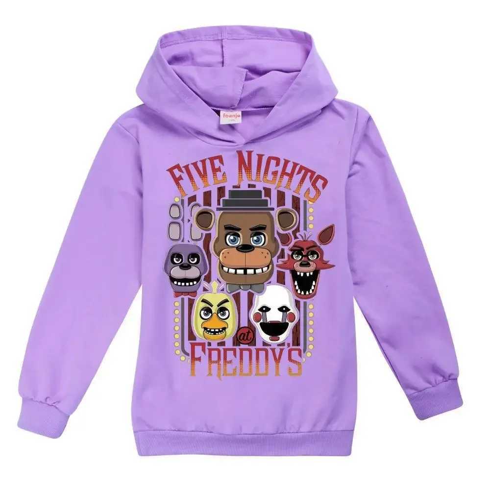 Pullover FNAF Kids Hoodie 2023 Five Night at Freddys Fashion New Print Baby Girls Boys Costume Casual Cotton Long sleeved ClothesL2401
