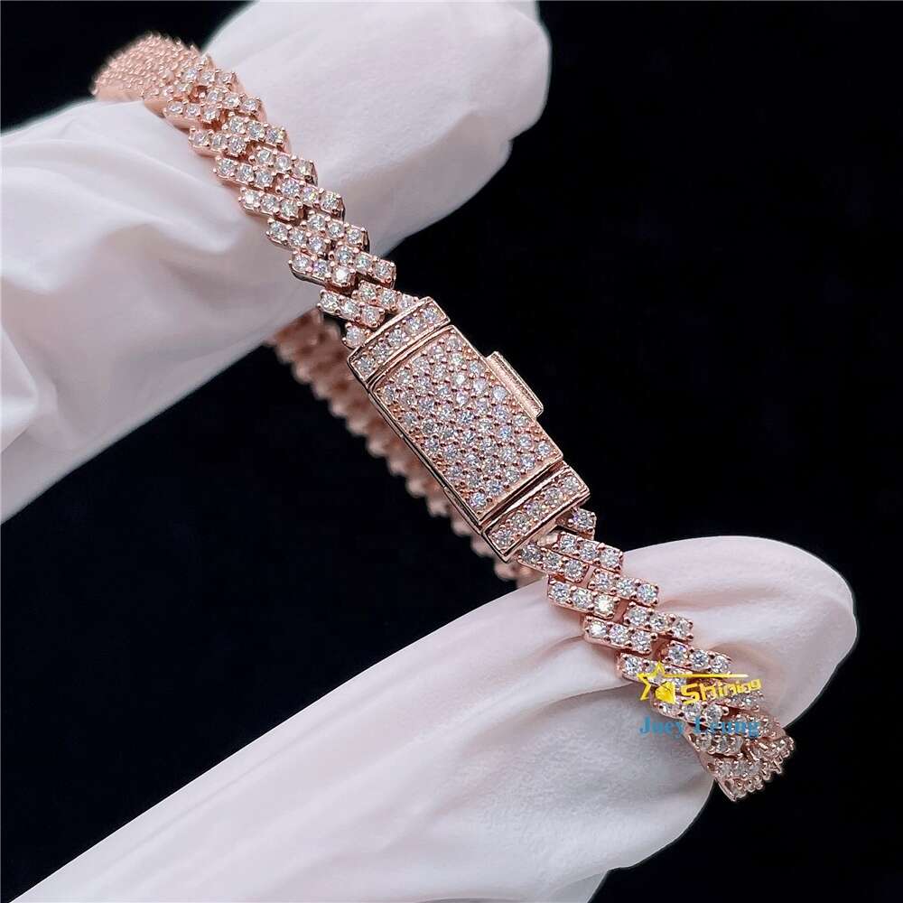 Classic Design Hip Hop Jewelry 5mm One Row Stone Vvs Moissanite Diamond Cuban Bracelet S925 Iced Out Cuban Link Bracelet Women