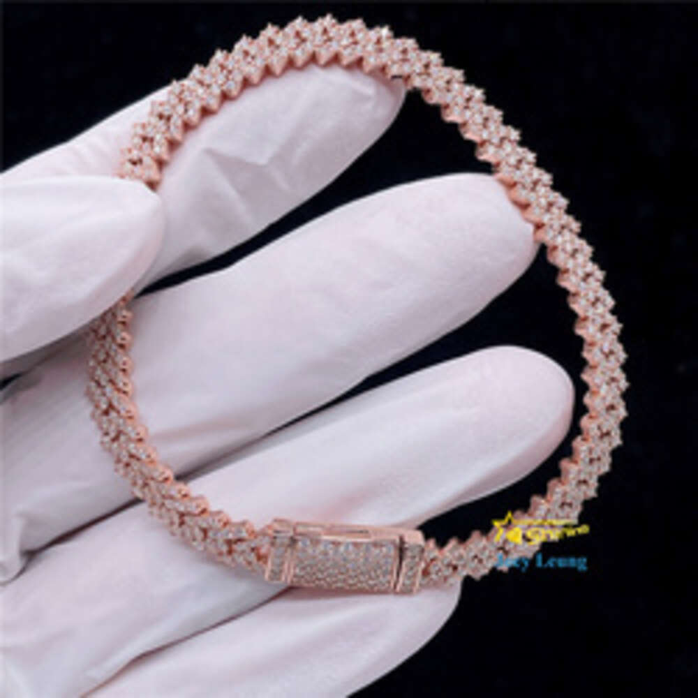 Classic Design Hip Hop Jewelry 5mm One Row Stone Vvs Moissanite Diamond Cuban Bracelet S925 Iced Out Cuban Link Bracelet Women