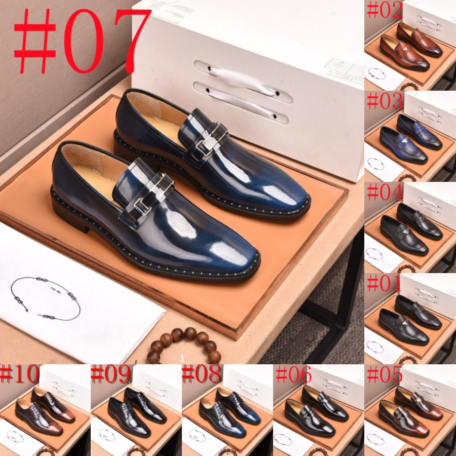 40Model 2024 Top Quality brand Formal Designer Dress Shoes Luxurious Men Black Blue Genuine Leather Shoes Pointed Toe Men's Business Oxfords Shoes 38-45