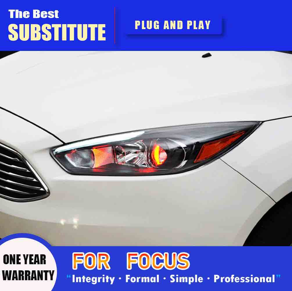 For Ford Focus LED Headlight 15-18 Car Accessories DRL Daytime Running Light Streamer Turn Signal Indicator Head Lamp Auto Parts