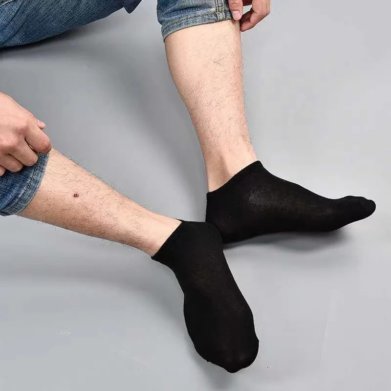 60PcsLot30Pairs Mens Socks Breathable Business Black Boat Casual Comfortable Solid Color Ankle WhiteSocks 240112