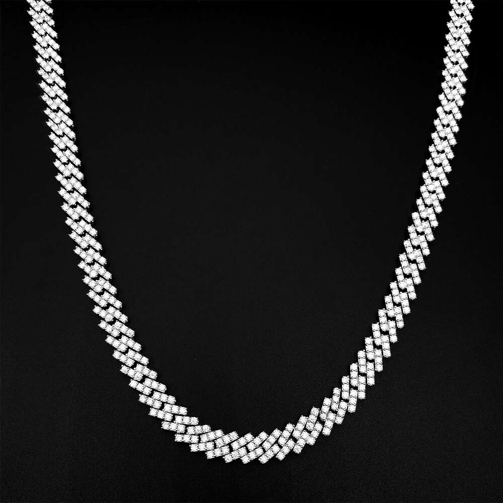 8mm 10mm 13mm Vvs Moissanite Necklace for Women Fantasy 925 Sterling Silver Cuban Link Chain