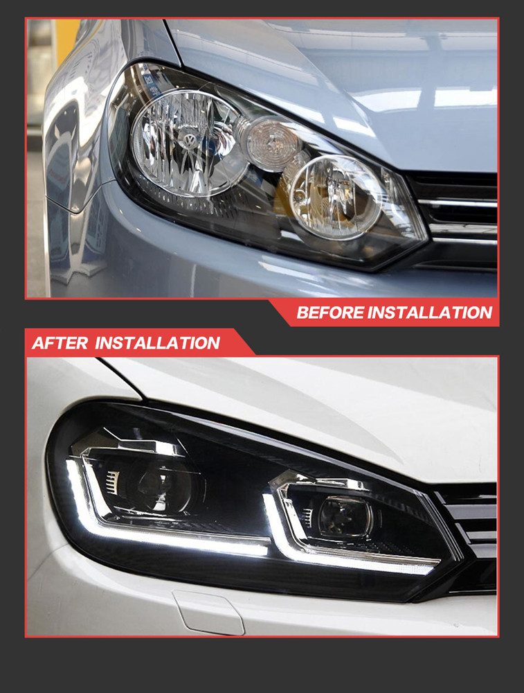 LED Daytime Running Turn Signal Head Light for VW Golf 6 2009-2012 Headlight Projector Lens