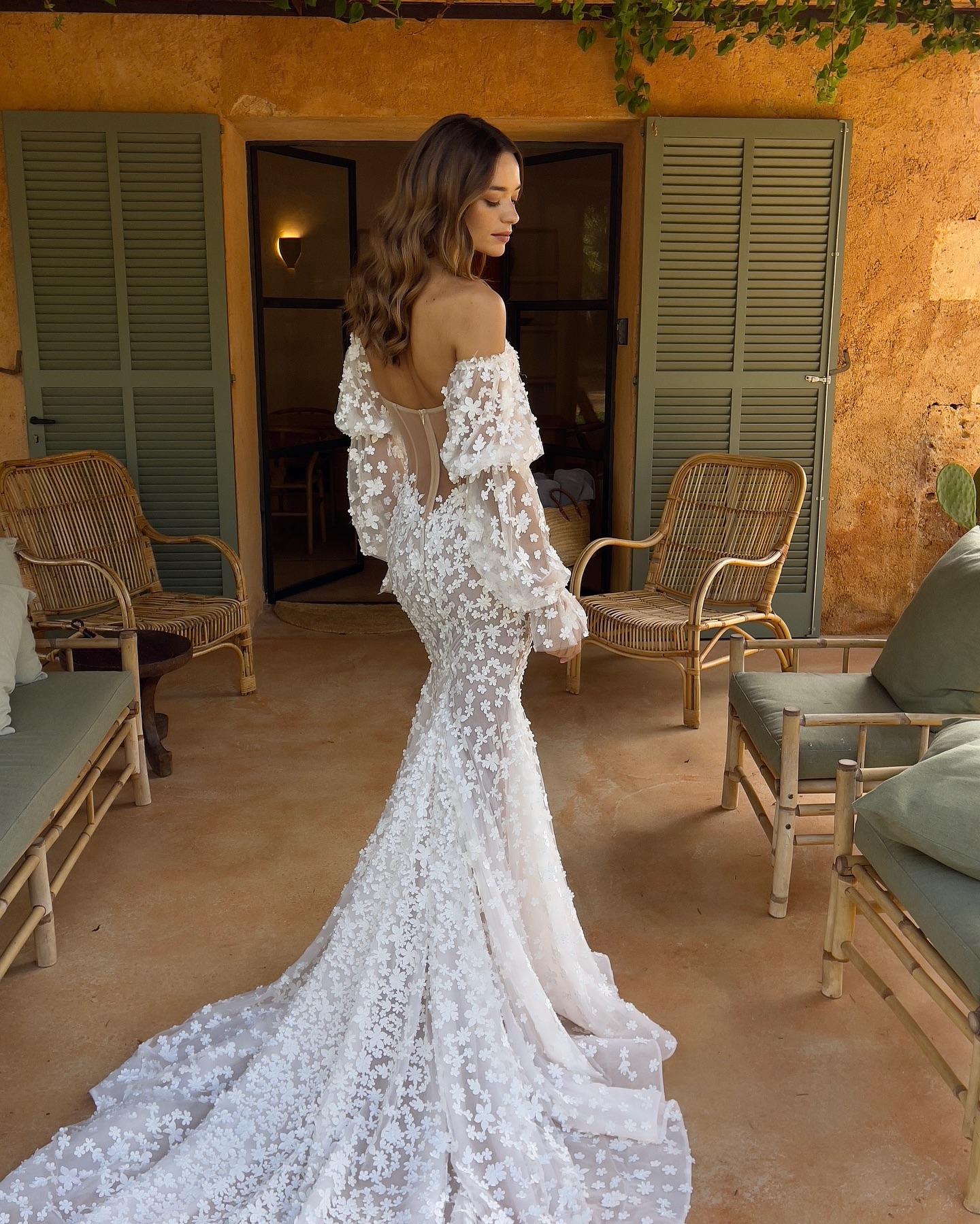 Boho Mermaid Lace Dresses Sweetheart Designer Wedding Dress Appliques Illusion Back Sweep Train Wedding Bridal Gowns 0515