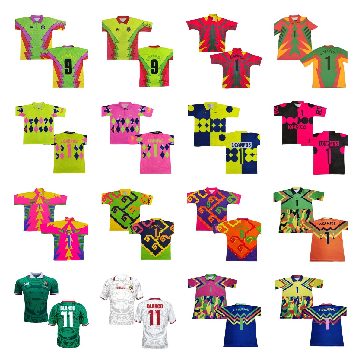 Retro Jorge Campos Soccer Jerseys El inmortal Campos J Navarrete bright contributed portero goalie shirts mexico goalkeeper 1992 93 95 98 golfS Football Shirts S-3XL